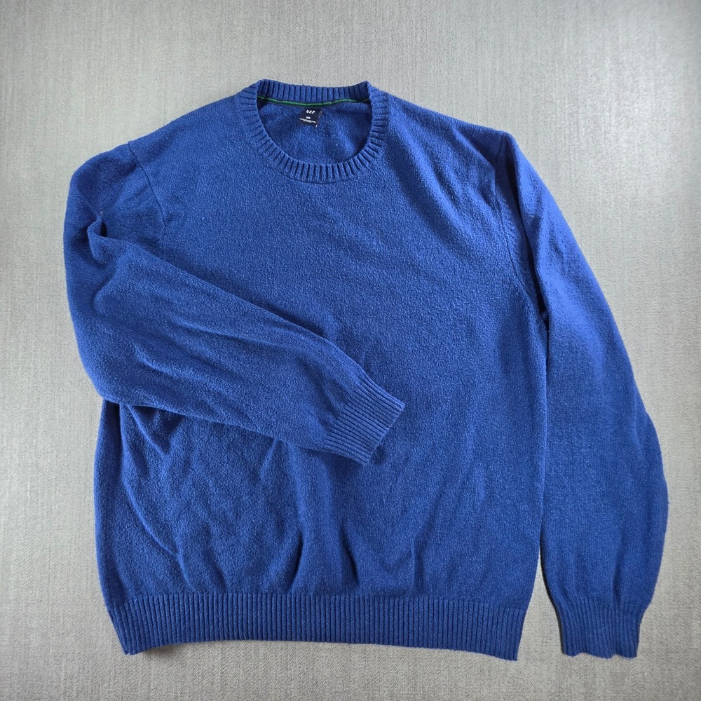 Gap Sweater Mens‎ XXL Blue Crewneck Knit Long Sleeve Ribbed Trim